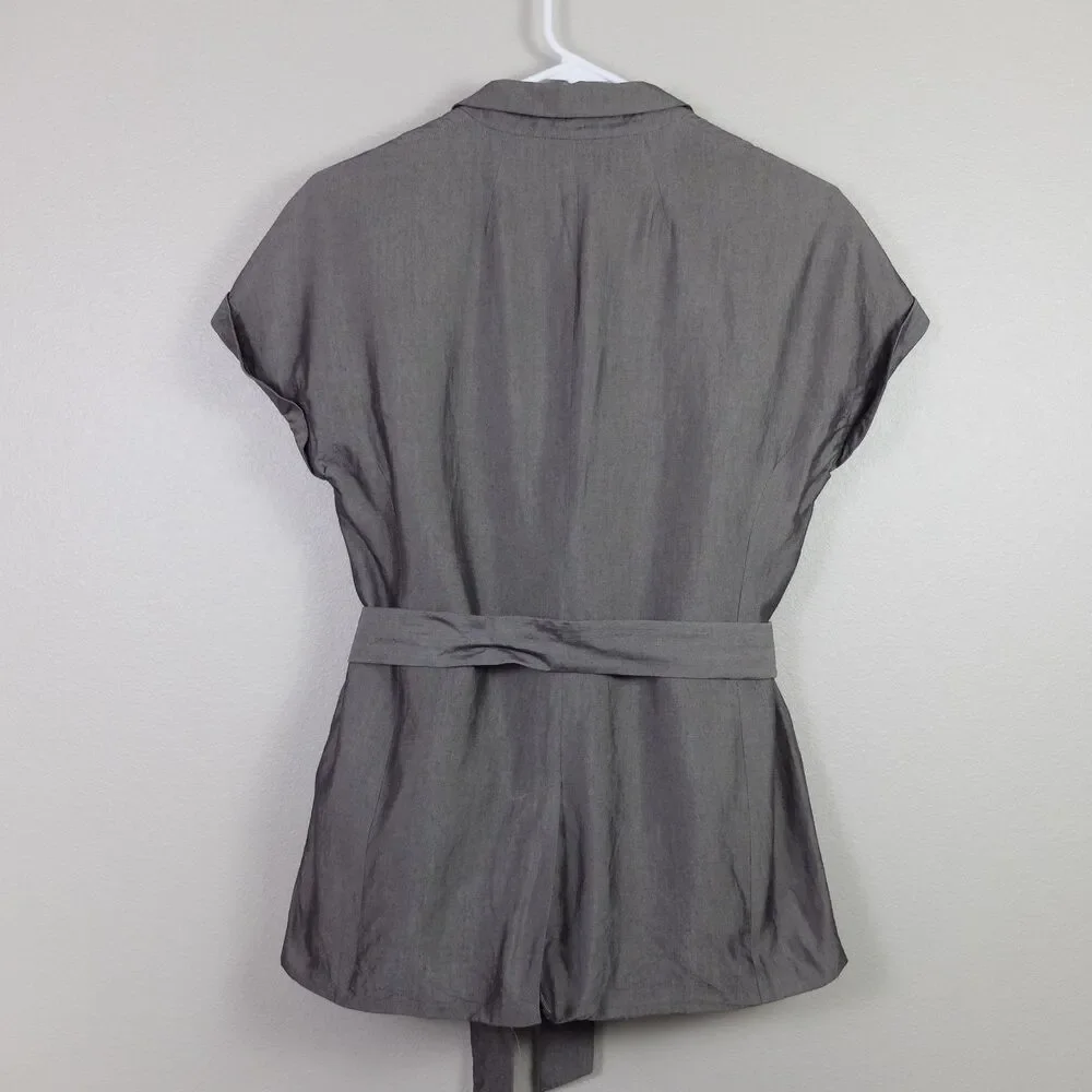 Banana Republic Gray Tie-Front Tuxedo Vest Size 2